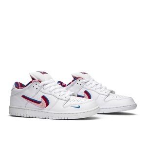 Nike White Low-Top Sneakers with Pink & Blue Swoosh